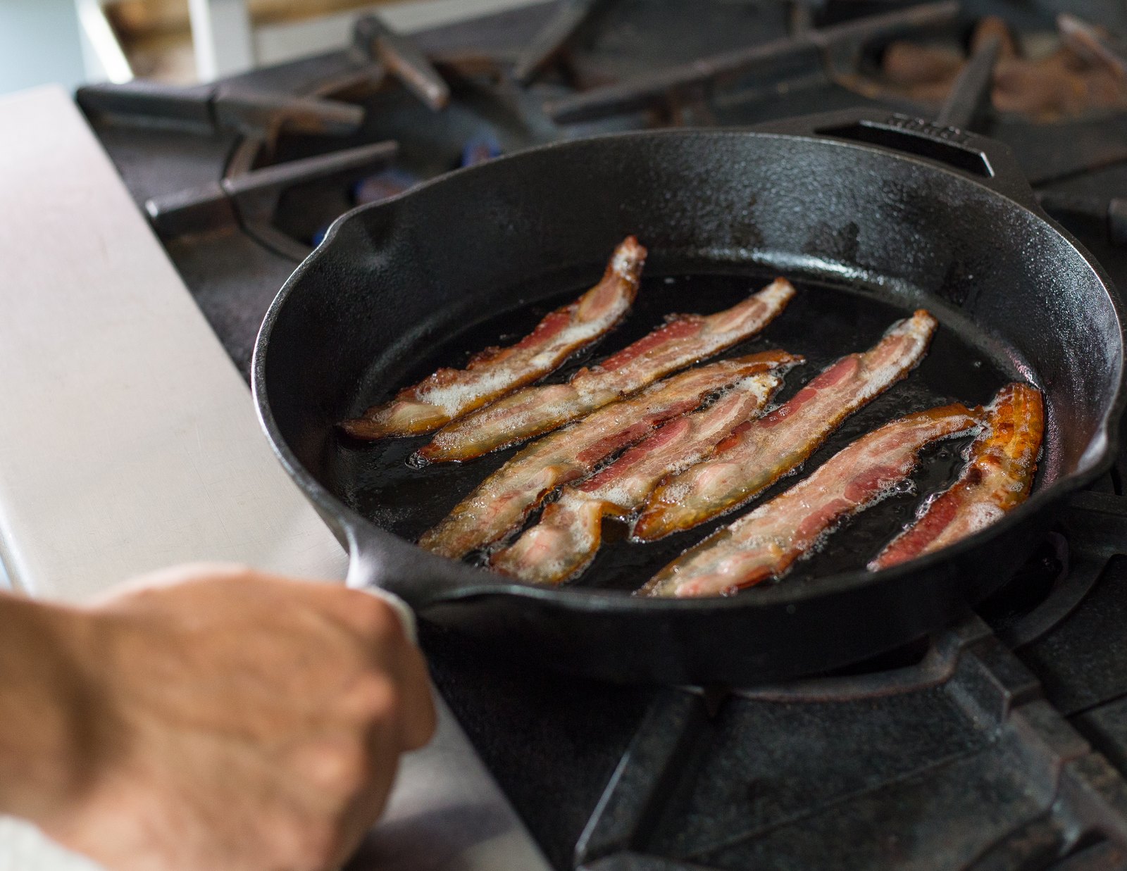 Old fashioned bacon in the ownership-mapped product photograph