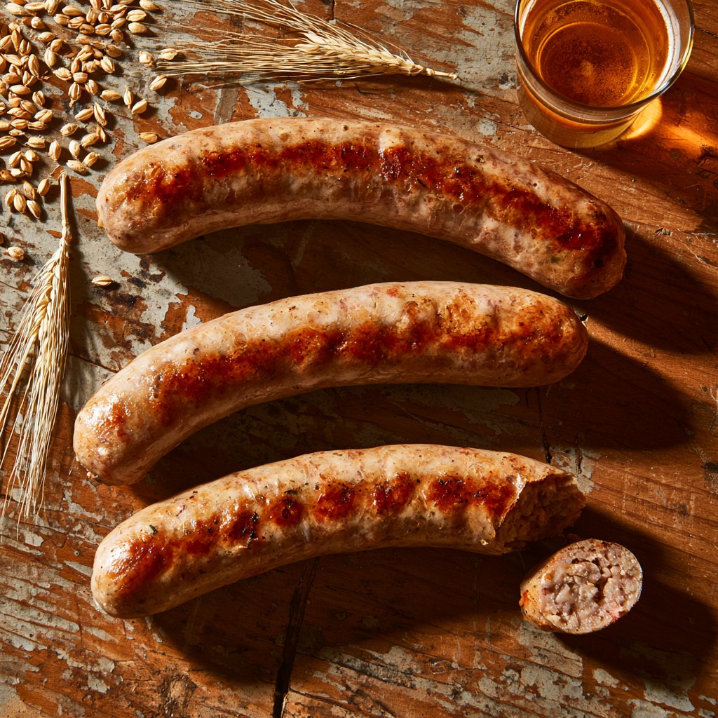 Bratwurst sausages in the ownership-mapped product photograph