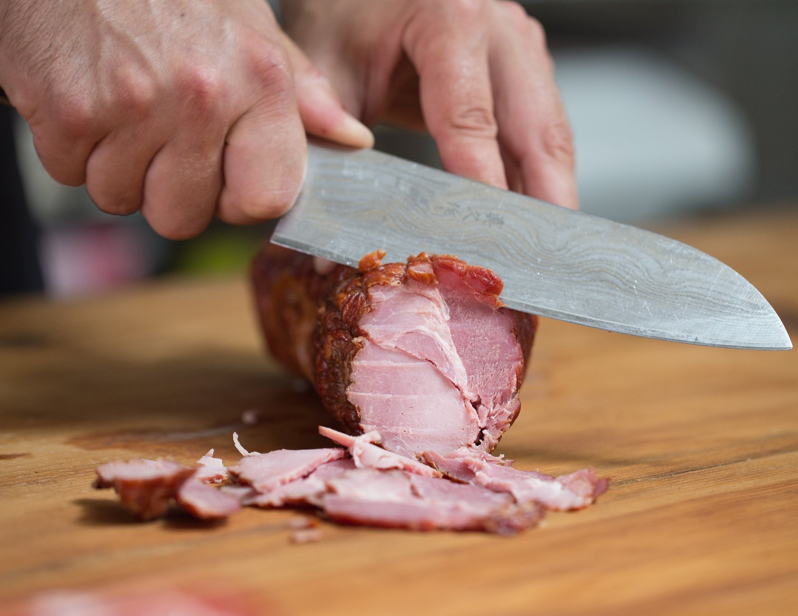 Smoked ham in the ownership-mapped product photograph